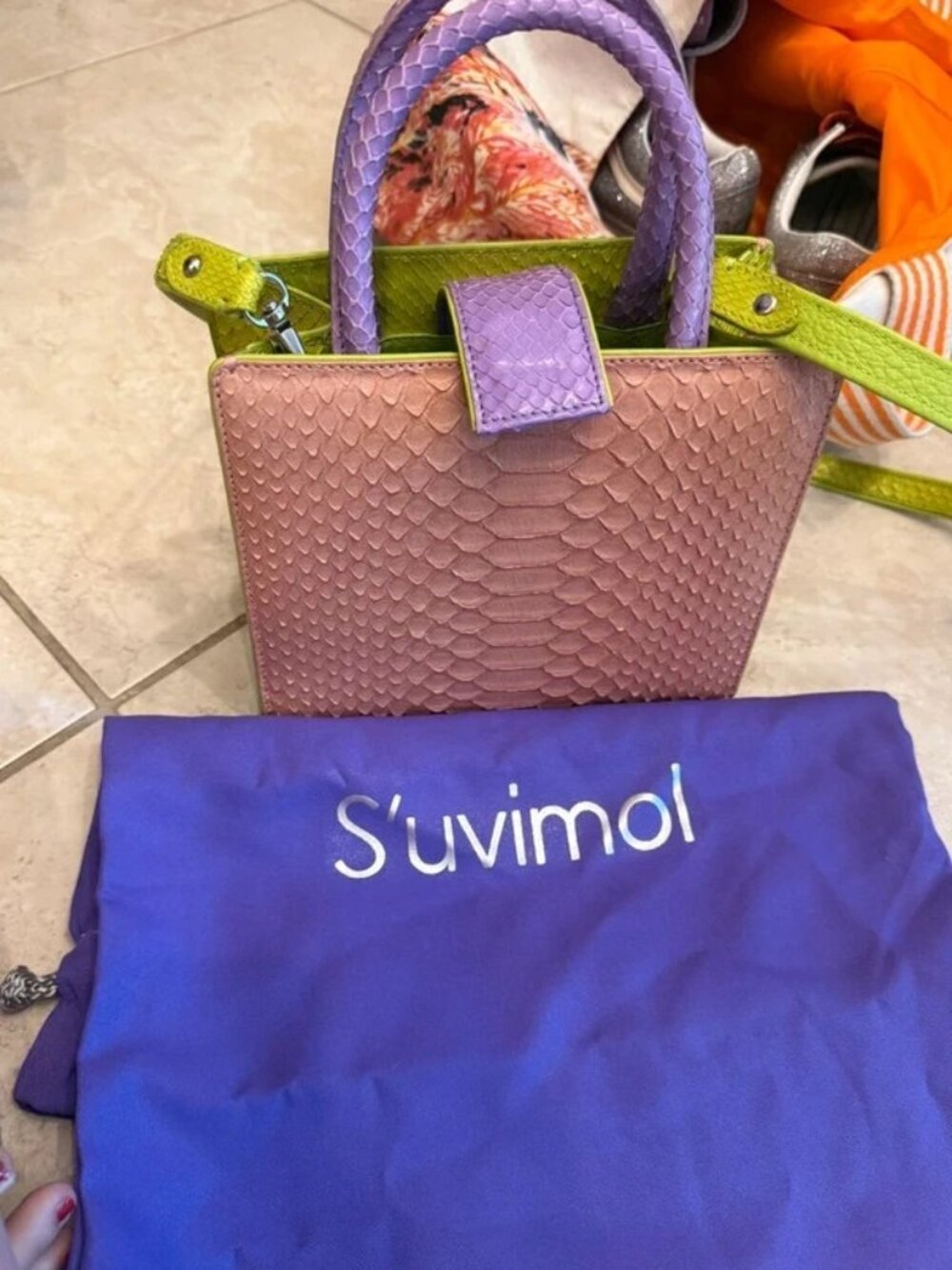 S’uvimol crocodile and Python multi color bag . With card authentic - Picture 4 of 9